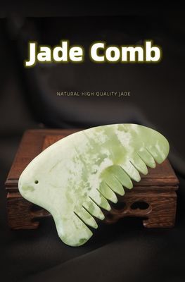 Attrezzatura per il massaggio della testa Naturale Xiuyan Giada Gua Sha Acupoint Massaggio pettine capelli Scalpo massaggiatore Massaggio muscolare Funzione