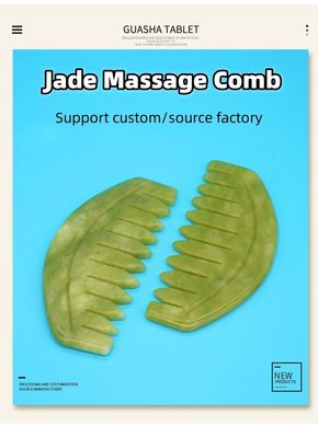 2023 Custom Logo Availabled Jade Comb Gua Sha Scraping Tool per la cura del cuoio capelluto e dei muscoli del corpo