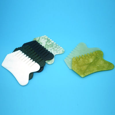 Massaggiatori capelli capelluto con agopuntura Terapia della testa Trattamento dei punti di trigger Pietra di giada Strumenti di massaggio Gua Sha Comb