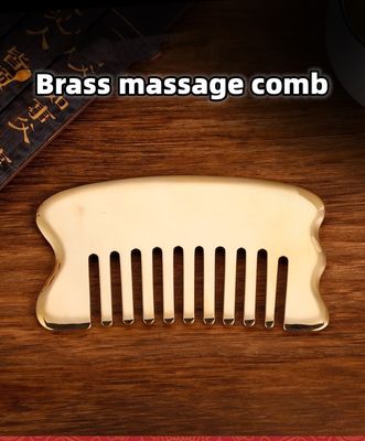 Massaggio muscolare Strumento di massaggio della testa Logo personalizzato Strumento di massaggio del cuoio capelluto Quadrato di ottone Gua Sha Comb Metallo di rame Gua Sha Comb