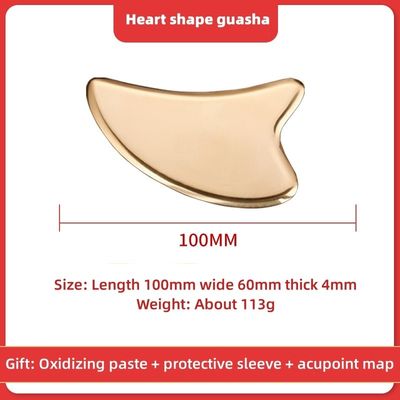 Forma di cuore in oro in ottone naturale Gua Sha metallo raschiante Guasha Massaggiatore Faciale Spa per massaggio Meridian Acupoint