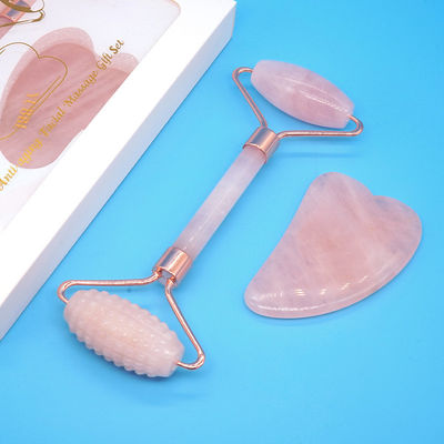 Rose Quartz Gua Sha Face Roller Massage Tool Guasha Stone Body Self Skin Care Spa Anti Aging Facial Beauty Gift Box in rosa