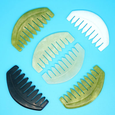 2024 Forma rotonda Xiuyan naturale Giada Gua Sha Massaggio Scalp pettine Cuore massaggiatore massaggiatore per capelli Dredge Meridiani Prodotti più venduti