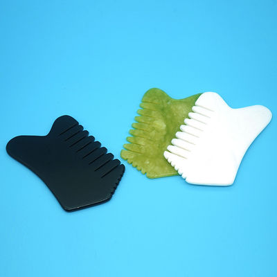 Jade Gua Sha pettine Massaggio pettine per capelli di pietra attrezzi per la testa portatili per i muscoli del corpo e strumento multifunzionale per il massaggio facciale