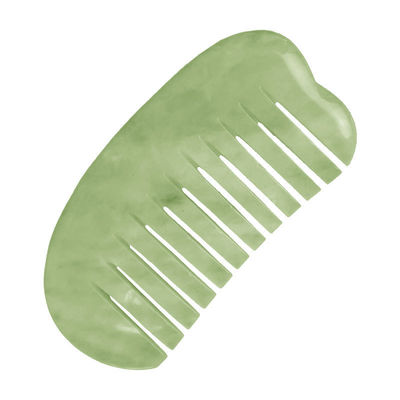 Terapia di agopuntura e massaggio del cuoio capelluto pettine naturale di giada con strumenti Xiuyan Giada Gua Sha