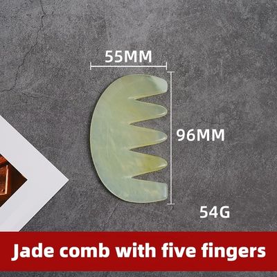 Terapia di agopuntura e massaggio del cuoio capelluto pettine naturale di giada con strumenti Xiuyan Giada Gua Sha