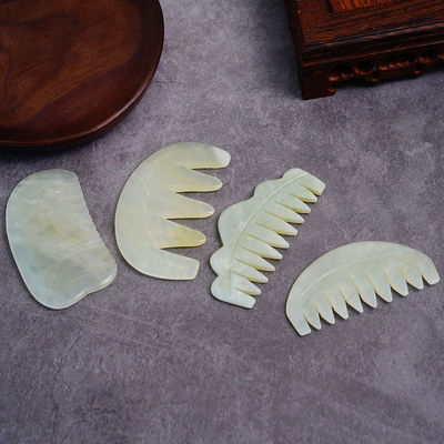 Multiforme Naturale Xiuyan Giada Gua Sha Scalp Massaggio pettine per attrezzature di massaggio della testa