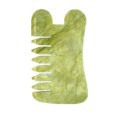 Naturale Verde Xiuyan Giada Gua Sha Scalp Massaggio pettine Guasha Pietra Massaggio Testa per capelli Salute cura salone di bellezza strumento