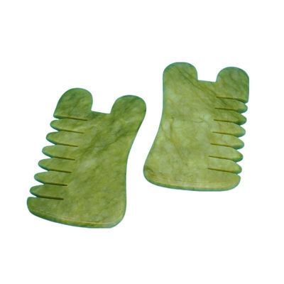 Naturale Verde Xiuyan Giada Gua Sha Scalp Massaggio pettine Guasha Pietra Massaggio Testa per capelli Salute cura salone di bellezza strumento