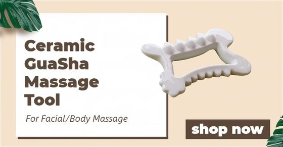Strumenti di massaggio per logo personalizzati Strumento di raschiatura in ceramica di Gua Sha per rilassare corpo e viso