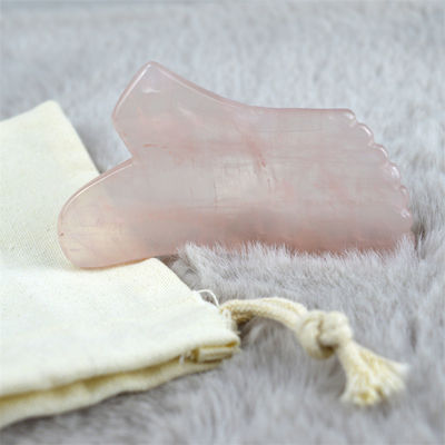 Massaggiatore facciale 2024 Rose Quartz Gua Sha Stone per la cura della pelle del corpo e attrezzature di massaggio del corpo Proprietà