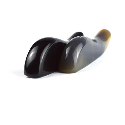 Pietra di Gua Sha a strisce naturali nere di ossidiana per massaggi del corpo e strumento professionale per dimagrimento facciale