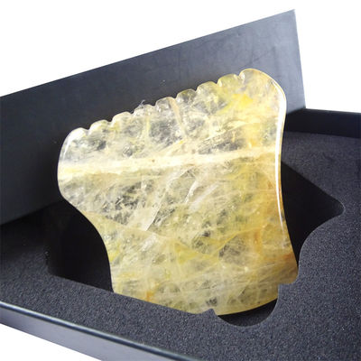 Disponibile il logo personalizzato Giallo Pietra di Citrino Gua Sha Massaggiatore Strumenti Faciali Visaggio Avec Logo Giada Guasha Pietra di Massaggio