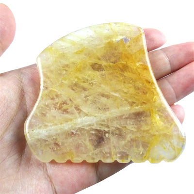 Disponibile il logo personalizzato Giallo Pietra di Citrino Gua Sha Massaggiatore Strumenti Faciali Visaggio Avec Logo Giada Guasha Pietra di Massaggio