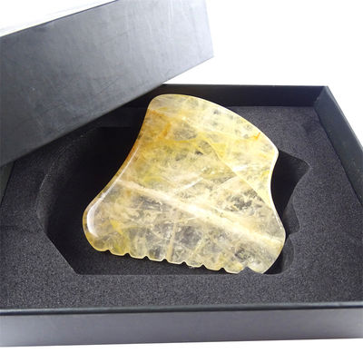 Attrezzatura per il massaggio del corpo con tavola da raschiatura Gua Sha di citrino giallo e pietra di cristallo giallo Guasha