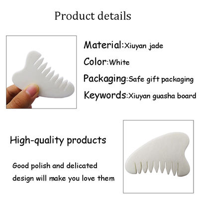 Area di massaggio completo del corpo Naturale Bianco Xiuyan Jade pettine per capelli Gua Sha Strumenti Jade Massaggiatore Scalp per alleviare la tensione del cuoio capelluto