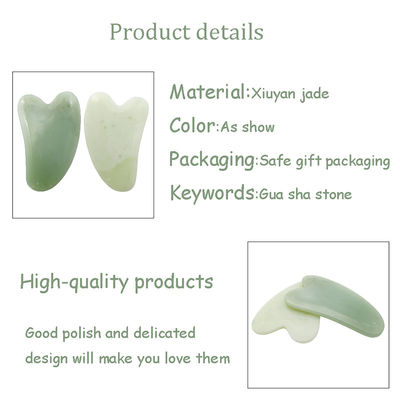 Xiuyan Jade Guasha Board per la cura della pelle del viso e del corpo Forma del cuore Strumento di massaggio Gua Sha per alleviare le tensioni muscolari