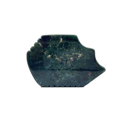 Massaggiatore facciale portatile in erba naturale intagliata a mano in acato Guasha in pietra per la cura della pelle
