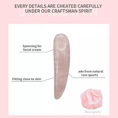 Cucchiaio di quarzo rosa per gua sha e cosmetici