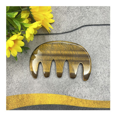Meridian Care Jade Comb Natural Tiger Eye Stone Gua Sha Scraper per massaggi a testa e capello