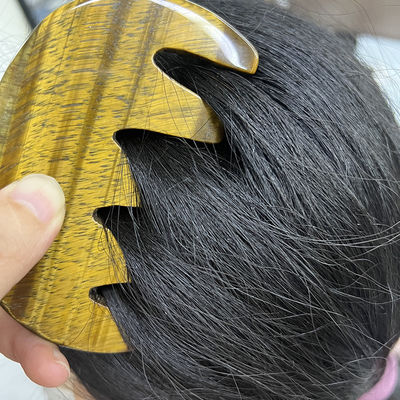 Meridian Care Jade Comb Natural Tiger Eye Stone Gua Sha Scraper per massaggi a testa e capello