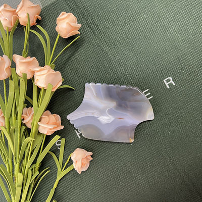 Gray Agate Guasha Scraping Stone Massaggiatore Corporeo Portatile per Giada Naturale Gua Sha e Skin Lifting
