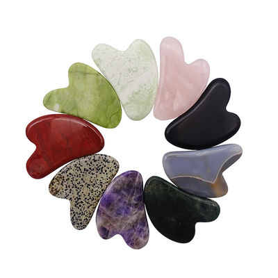 Massaggiatore Forma di cuore Gua Sha Tavola Pietra di giada per il massaggio facciale SPA Trattamento di terapia di agopuntura
