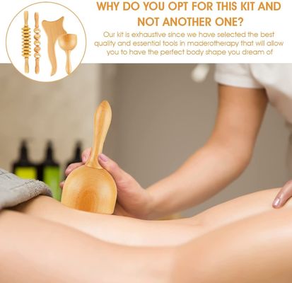 Massaggio in legno Gua Sha per la terapia SPA naturale carbonizzata e massaggio del corpo