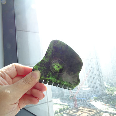Pietra di giada naturale Nanyang nero-verde Guasha massaggio di raschiatura Gua Sha per attivare il Qi e dragaggio di garanzie
