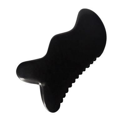 Strumento di massaggio Gua Sha Strumento naturale di pietra bianca nera Guasha per massaggio del collo del piede