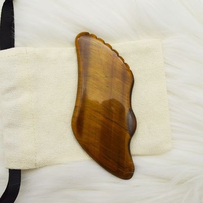 Manifattura a mano Gua Sha occhio di tigre naturale massaggiatore per la pelle per il viso occhi collo Nody rilassamento muscolare OEM ODM