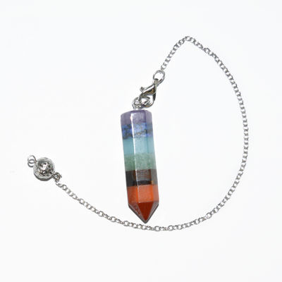 Sezione conica Cristallo naturale Sette chakra Spirito di guarigione Energia Pendolo Esagonale Piramide Collare Pendente