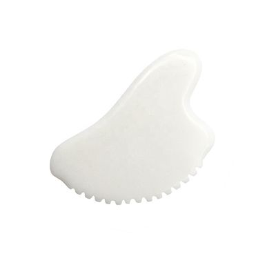 OEM Private Label Bianco Giada Gua Sha Pietra di guarigione artigianale Gua Sha Scraping Massaggio Faciale Strumenti per ridurre gonfiore