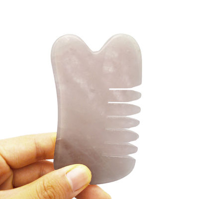 Manifattura a mano naturale rosa quarzo gua sha raschiatura massaggio pettine capelli guashsa per la testa modalità massaggio n abkgs-030