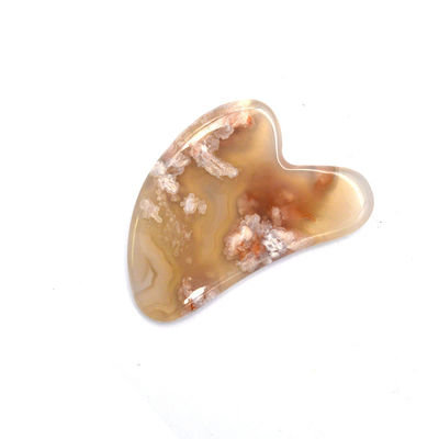 Massaggiatore Corpo Naturale Forma Cuore Fiore di ciliegio Agata Gua Sha Board Care Guasha Massaggio Strumento con Logo personalizzato