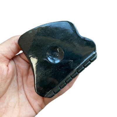 Scultura facciale Nefrite verde scuro Giada Gua Sha Pietre con denti di cresta e cicli del pollice 2021 Popolare