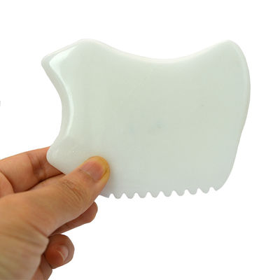Strumento di massaggio Gua Sha di giada bianca per massaggiatore facciale e corpo SPA Acupuntura Acupressione 9,5cm*7,5cm*0,7cm