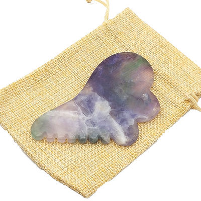 Fluorite naturale arcobaleno con coloratissimi strumenti di massaggio per graffiare Gua Sha 95*55mm