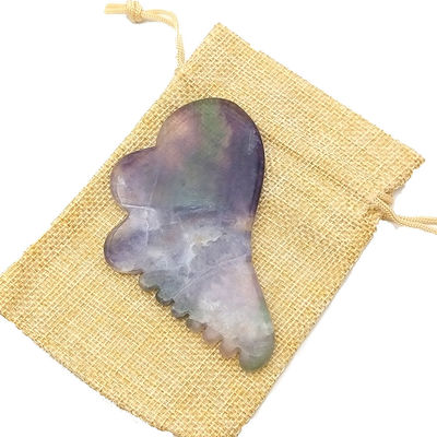 Fluorite naturale arcobaleno con coloratissimi strumenti di massaggio per graffiare Gua Sha 95*55mm