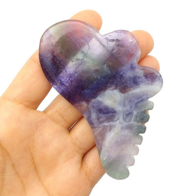 Fluorite naturale arcobaleno con coloratissimi strumenti di massaggio per graffiare Gua Sha 95*55mm