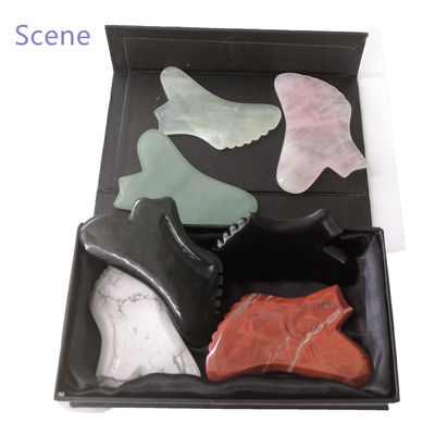 Pietra preziosa personalizzata Rose Quartz Rosso Jasper Howlite Guasha Giada Gua Sha Facial Scraping Massaggio Strumento con controllo del tempo