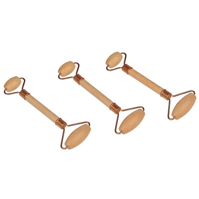 Manico di legno doppio rullo Guasha Massaggio Faciale con Massaggio Faciale Naturale Giada Gua Sha Roller