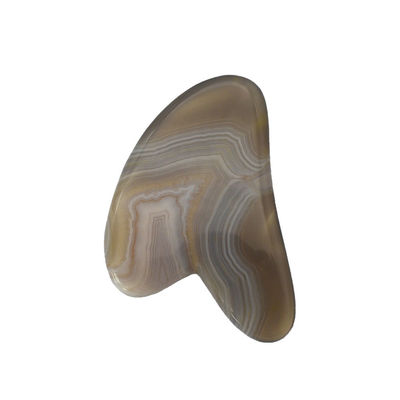 8*5*0.4cm Tavola tradizionale a forma di raschietto Guasha per massaggio facciale Strumento di massaggio grigio Colore cuore Agata Gua Sha Terapia di agopuntura