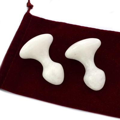 Logo personalizzato White Jade Gua Sha Massage Tool per faccia e collo dolore alleviamento pietra di massaggio