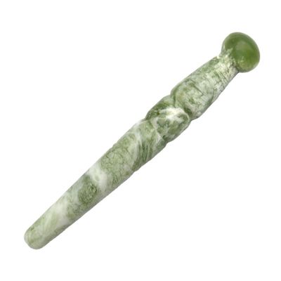 Punto di massaggio Gua Sha Acupressione Guasha massaggiatore Adesivo a mano Prodotto naturale giada verde Massaggio bastone per proprietà del piede