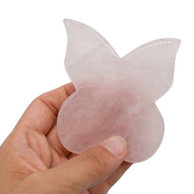 Strumento di bellezza personale 90mm Tavola Guasha di farfalla rosa con Gemstone Rose Quartz Gua Sha