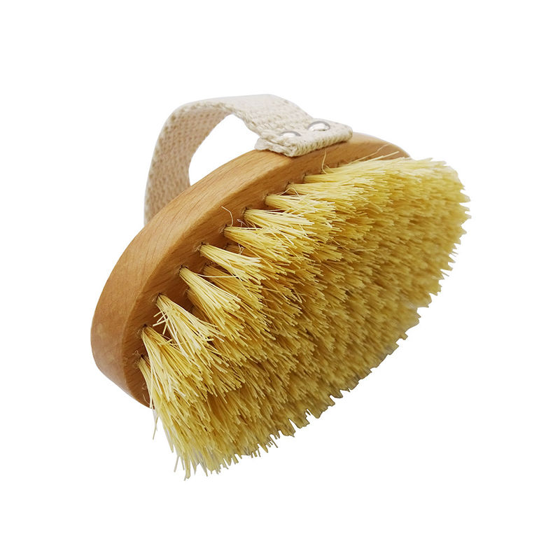 Funzione di massaggio Giallo Asciutto Bagnato Corpo Spazzola Morbida Pellettine Naturale Esfoliazione Pelle morta Cellulite liscia Rallenta l'invecchiamento Stimola linfa e flusso sanguigno