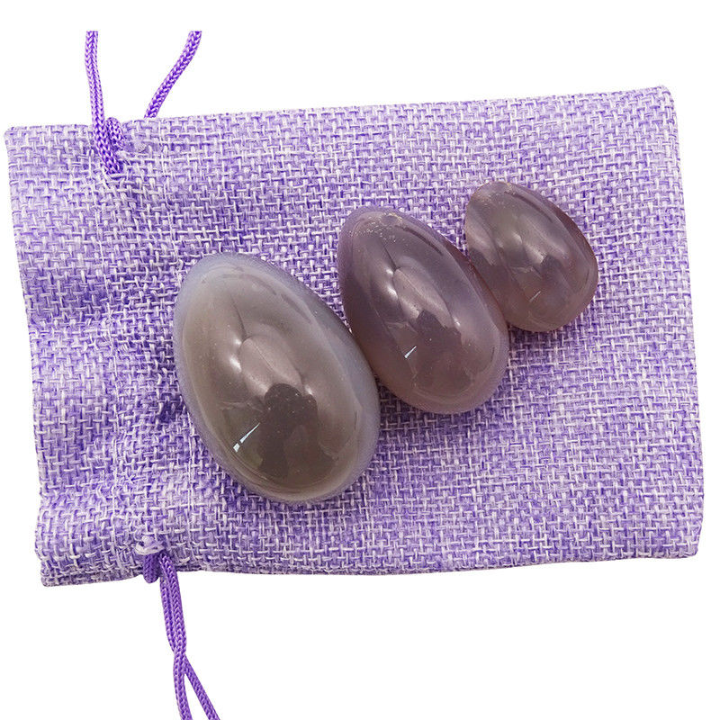 Yoni Egg Set Curative Polished Grey Agate Egg Kaigl Vagina Dumbbell Yoni Massage Stones 3 dimensioni per il benessere intimo