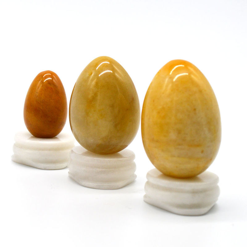 Stretto vaginale con uova di giada gialle naturali Strumento per esercizi di Kegel 45*30/40x30/x20mm