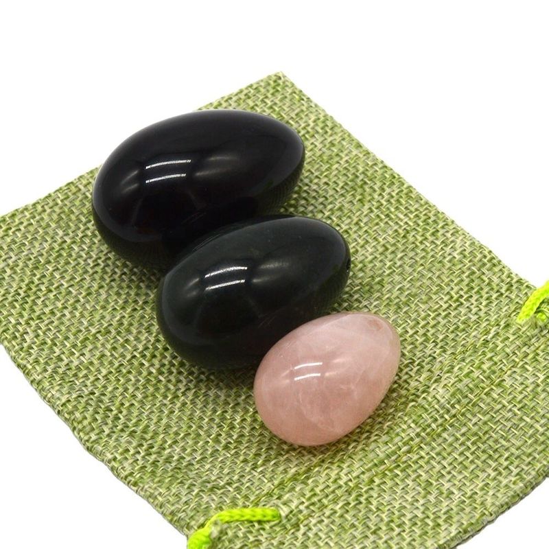 Caratteristica regionale Nefrite di ossidiana scolpita Rosa quarzo Uova di giada naturale Uova Yoni lucidate Gemstone